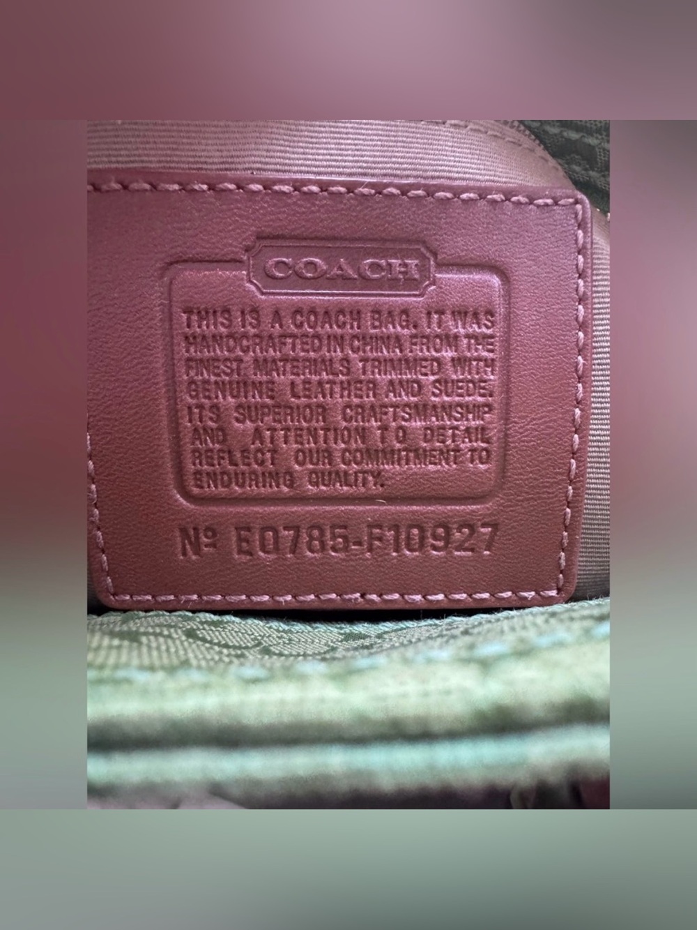 Coach Signature & Suede Green Satchel + 🍉 Coach Watermelon Coin Purse + 💯 Scarf - Picture 3 of 12